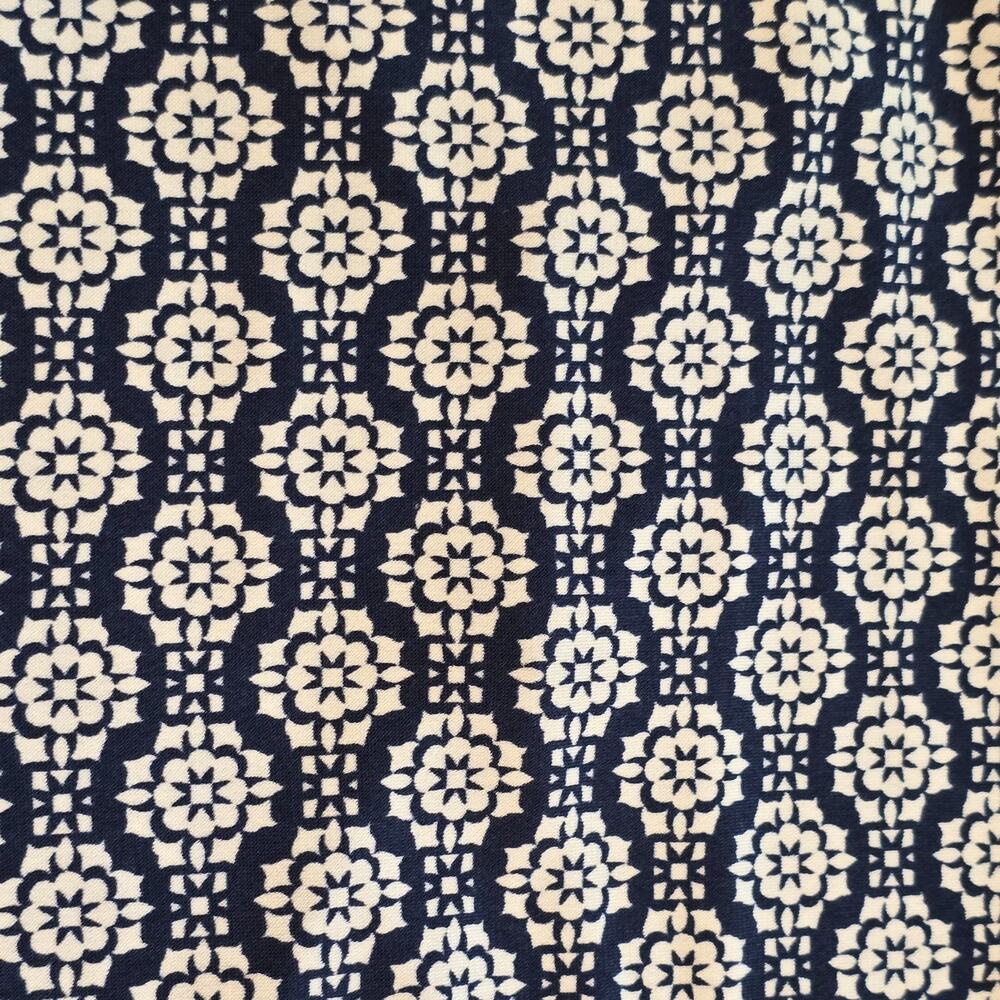 Grayson Top Womens LP Navy White Geometric Print 3/4 Sleeve Ruched 3/4 Sleeve - Picture 9 of 12